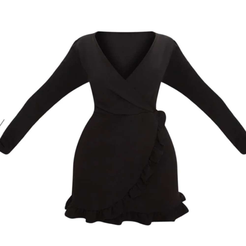 Black Glitter Wrap Dress